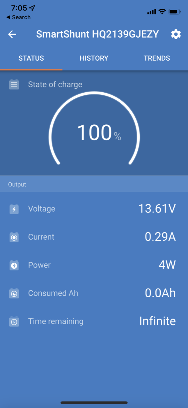 SmartShunt app while the generator is charging
